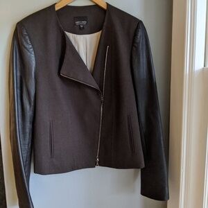 Wool moto jacket with leather sleeves - purchased at Holt Renfrew